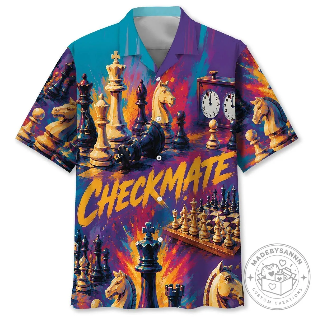 Abstract Chessboard Checkmate Game Art Hawaiian Shirt