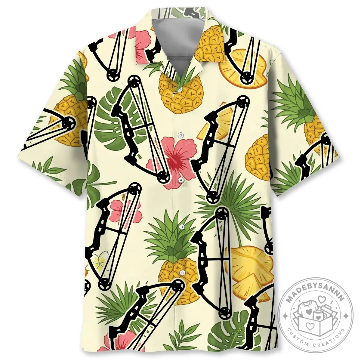 Compound Bow Archery Tropical Fruits Pattern Hawaiian Shirt