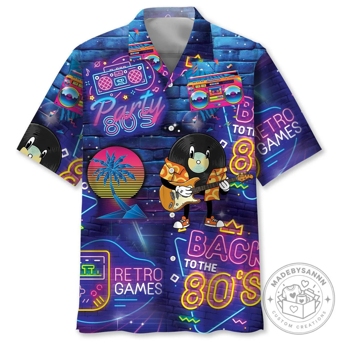 Back To The 80s Retro Neon Party Hawaiian Shirt