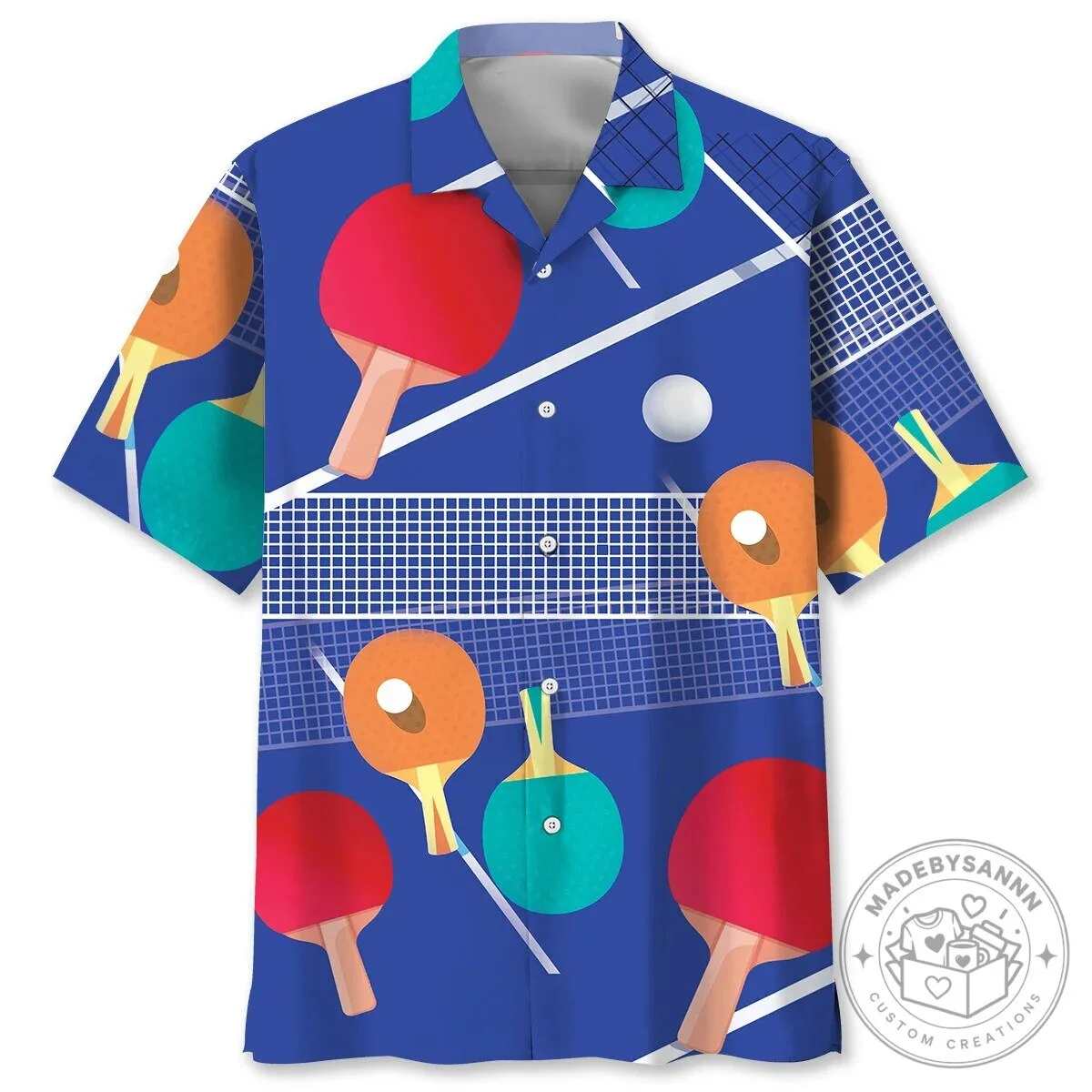 Table Tennis Tournament Ping Pong Paddles and Ball Hawaiian Shirt