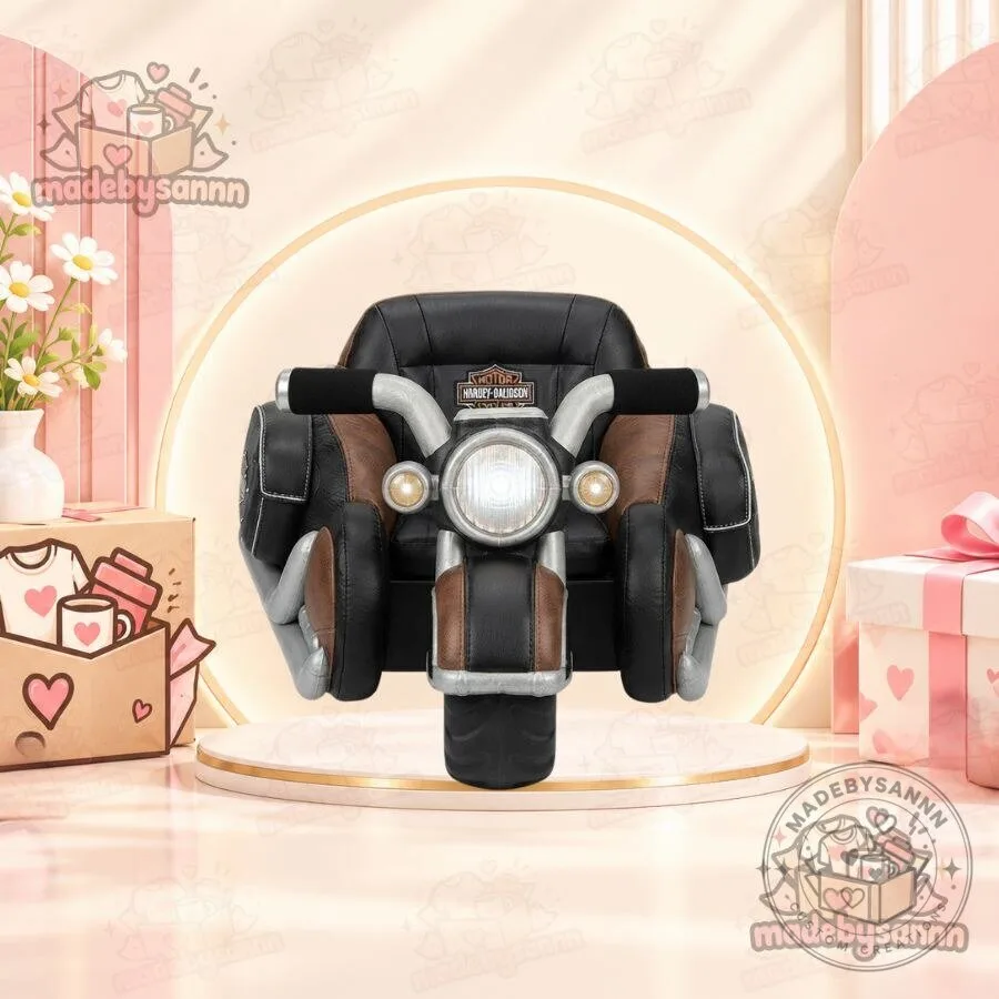 Motorcycle Kids Armchair Biker-Themed Child’s Ride-On Chair with Harley-Davidson Style Design