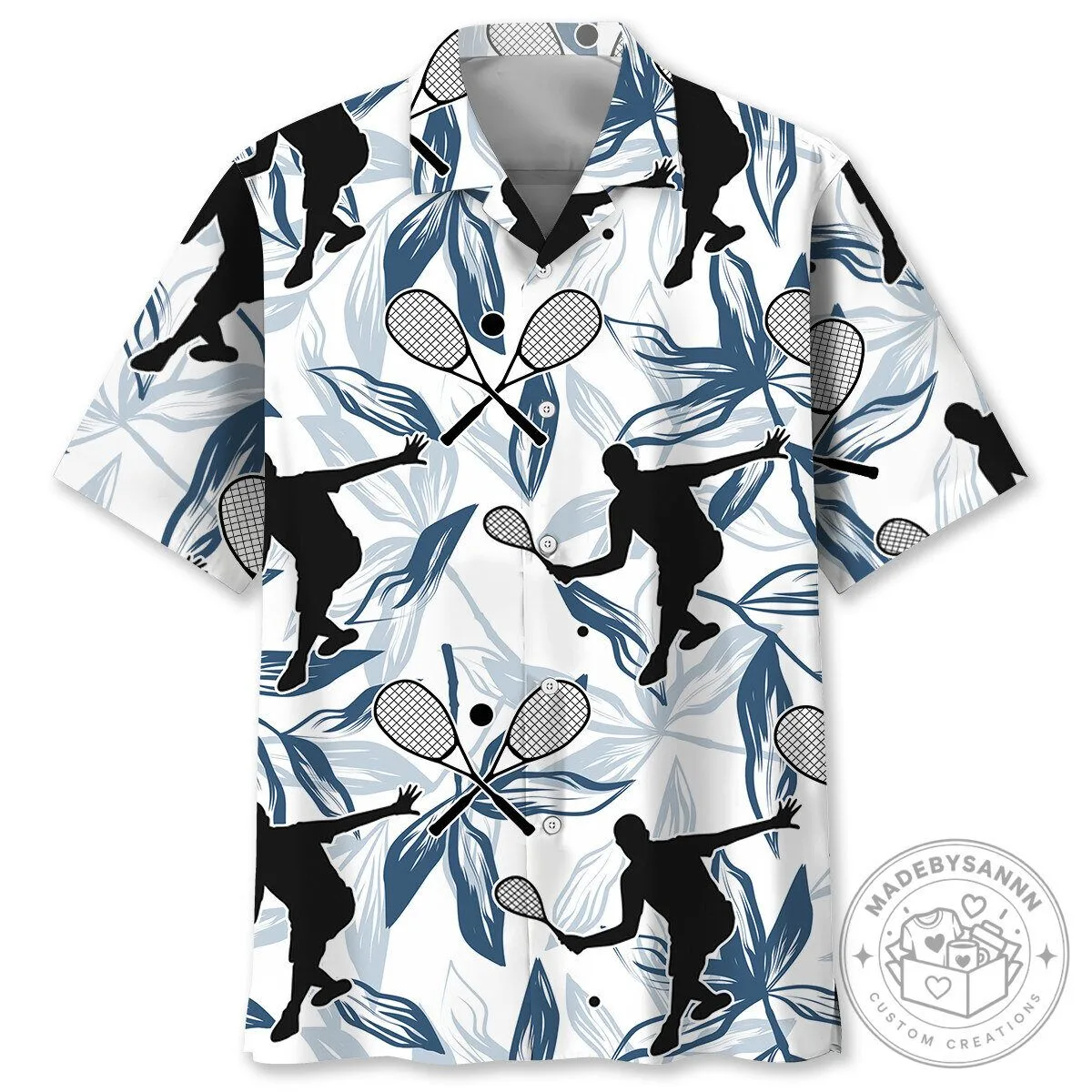 Squash Player Tropical Leaf Pattern Hawaiian Shirt