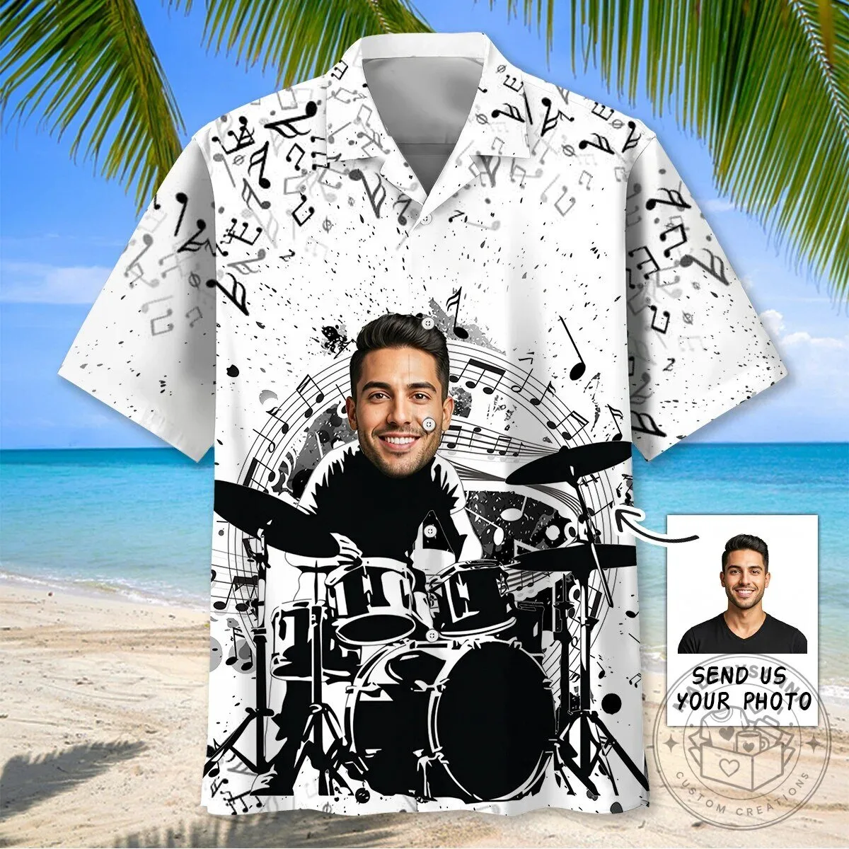 Personalized Drummer Photo Hawaiian Shirt