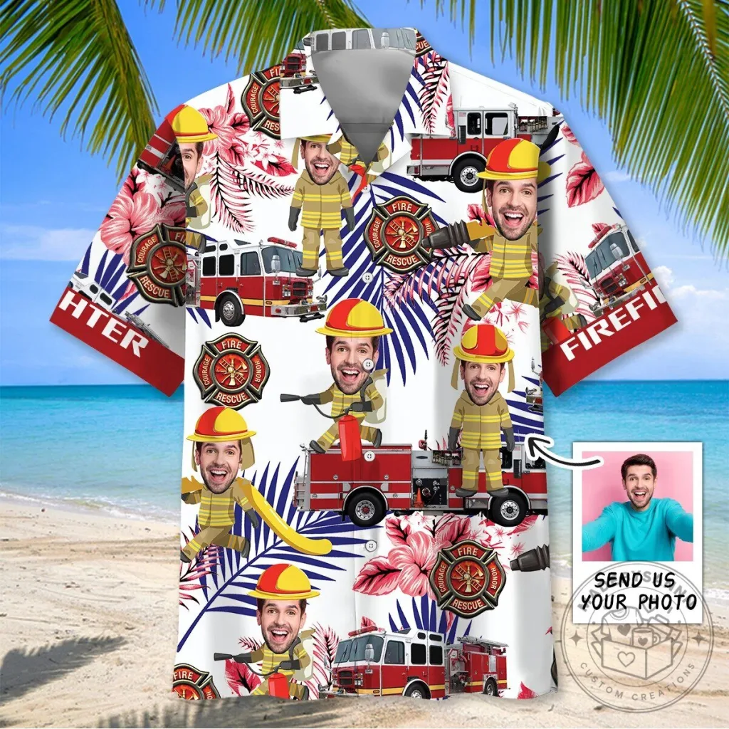Custom Face Firefighter Rescue Squad Hawaiian Shirt