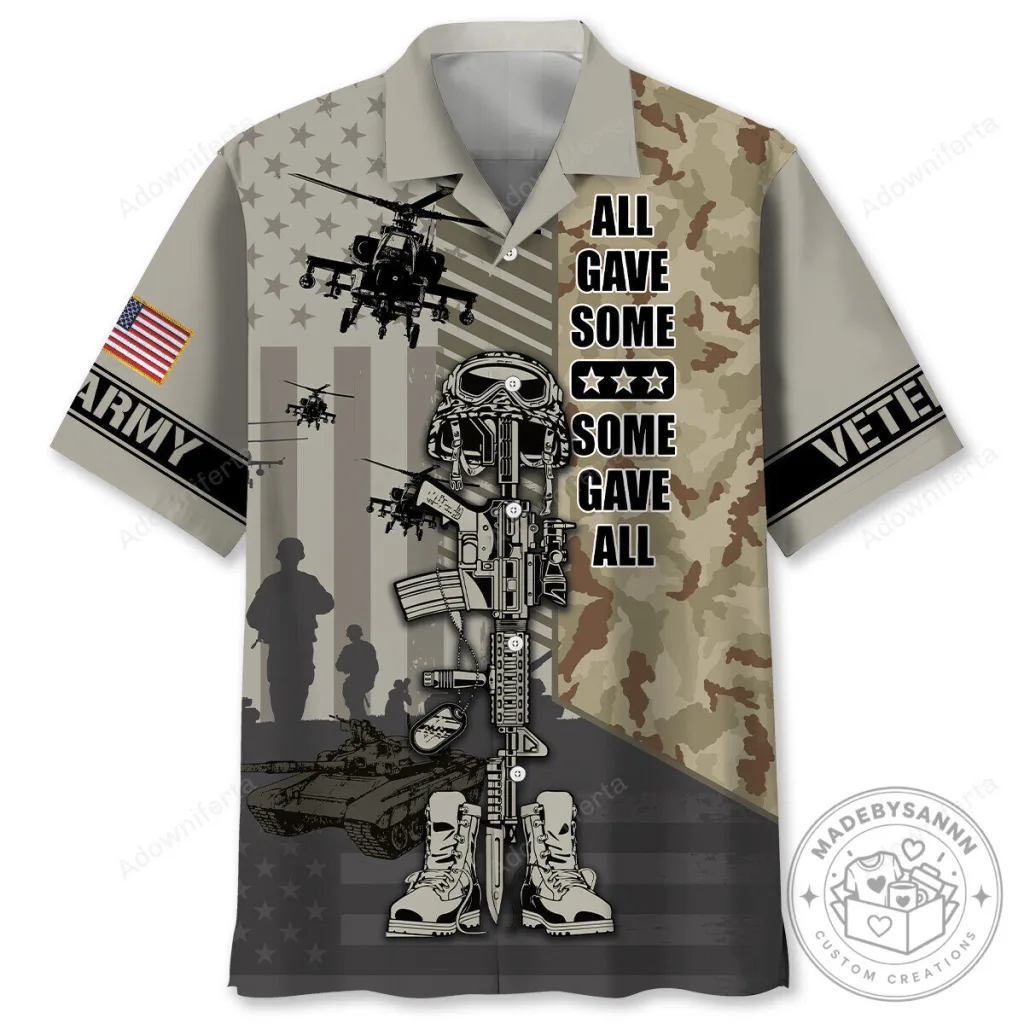 Hawaiian Shirt Featuring All Gave Some, Some Gave All - United States Army Design