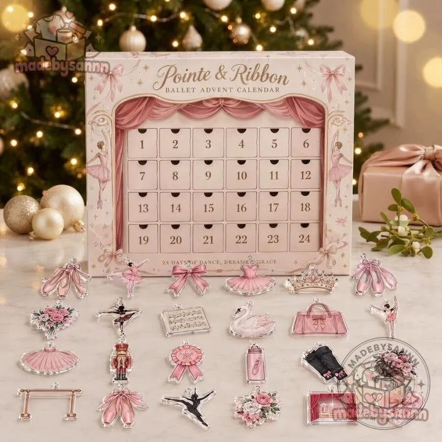24-Day Pointe & Ribbon Ballet Advent Calendar Ballet & Pointe Shoe Ornaments