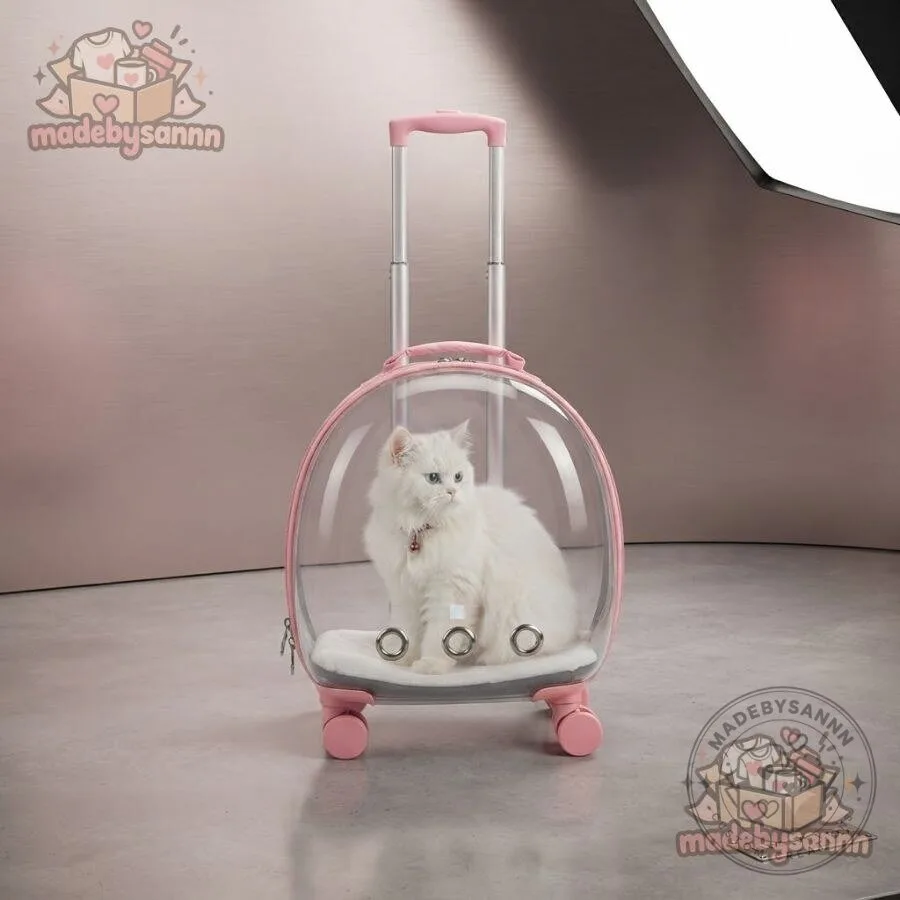 Hard Shell Rolling Pet Carrier Transparent Cat & Small Dog Travel Carrier 8 Hard Shell Rolling Pet Carrier Transparent Cat & Small Dog Travel Carrier