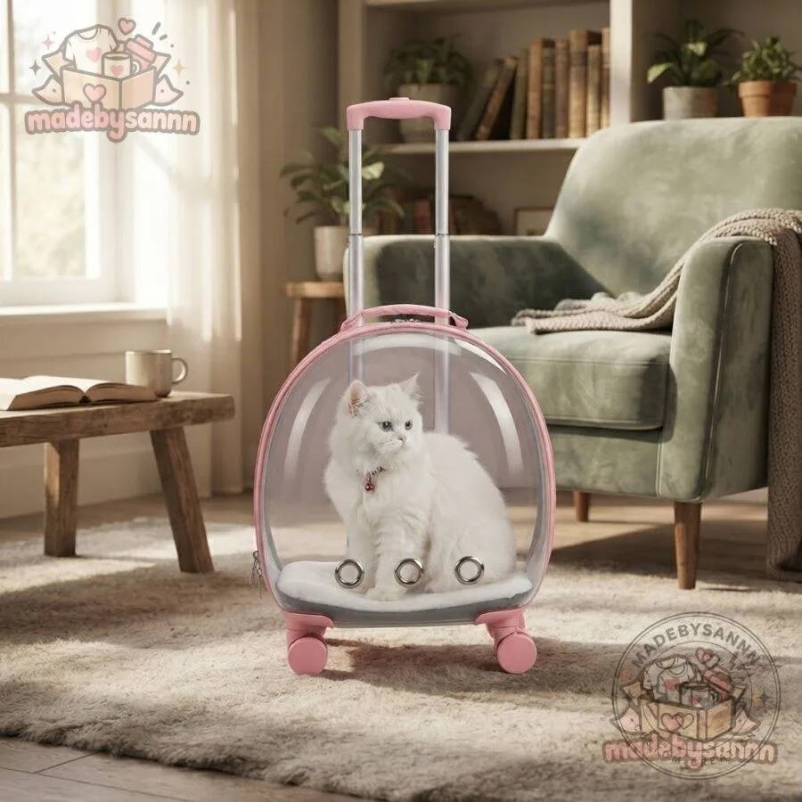 Hard Shell Rolling Pet Carrier Transparent Cat & Small Dog Travel Carrier 10 Hard Shell Rolling Pet Carrier Transparent Cat & Small Dog Travel Carrier