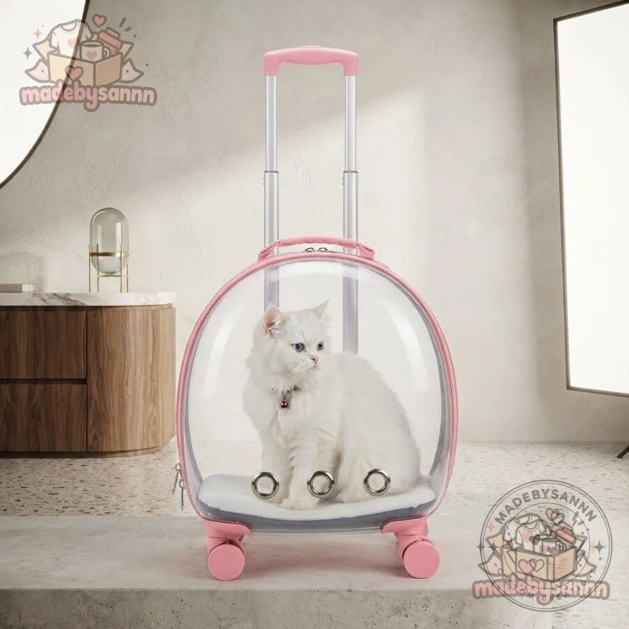 Hard Shell Rolling Pet Carrier Transparent Cat & Small Dog Travel Carrier 13 Hard Shell Rolling Pet Carrier Transparent Cat & Small Dog Travel Carrier