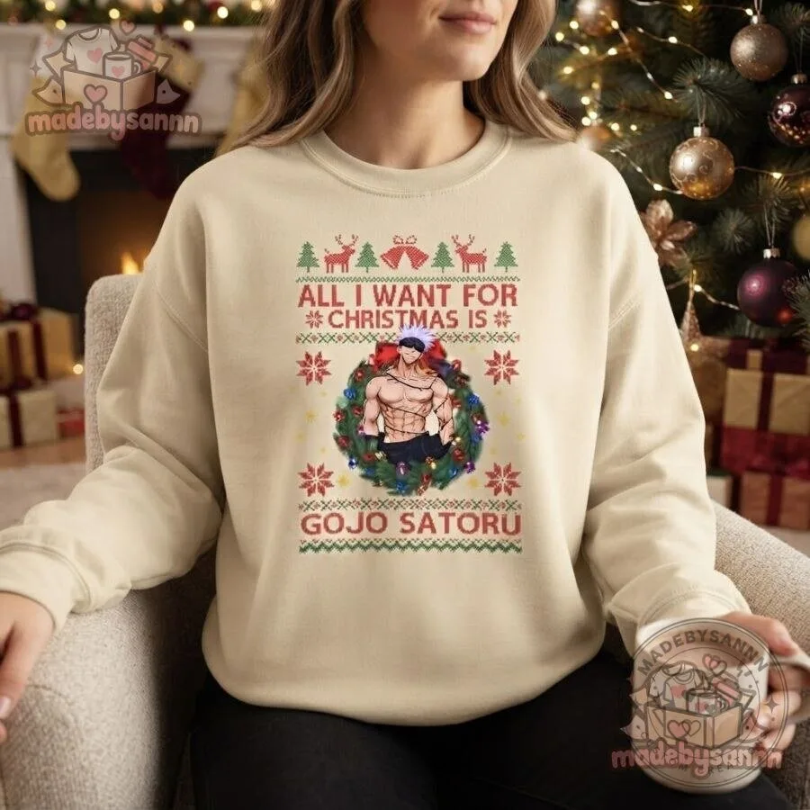Gojo Satoru All I Want for Christmas Is You Sweatshirt Jujutsu Kaisen 23 Gojo Satoru All I Want for Christmas Is You Sweatshirt Jujutsu Kaisen