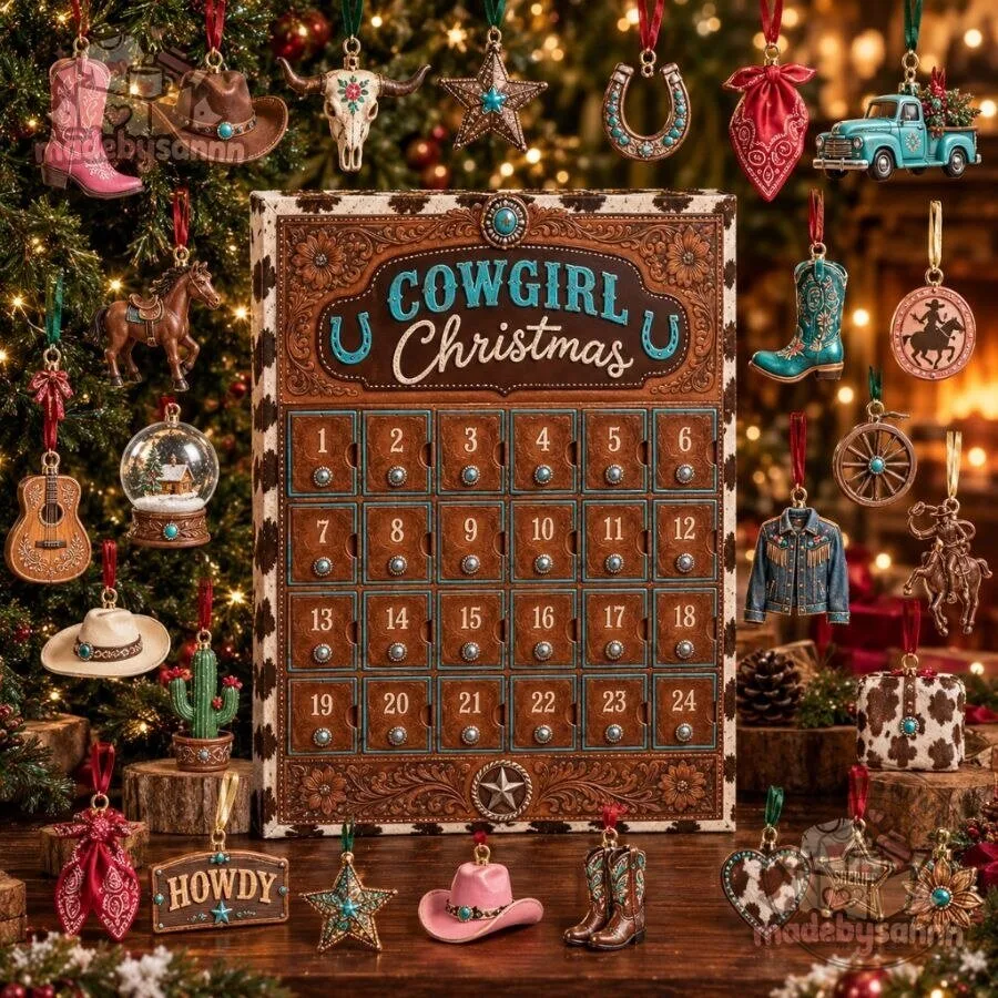 Cowgirl Christmas Advent Calendar 24 Days Western Country Girl Christmas Countdown
