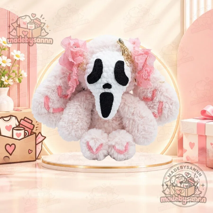 Pink Ghostface Bunny Plush Ghostface in Bunny Suit Cute Halloween