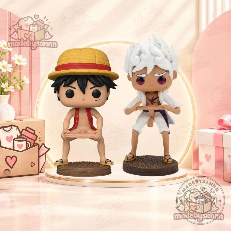 "Unique Shirts, One Piece Figures, D&D Dice: Perfect Gifts for All" 3 Luffy Versions One Piece Chibi Figure Handmade Clay Sculpture
