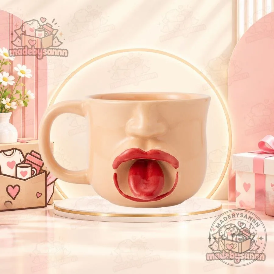 Shaking Tongue Mug Funny Moving Tongue Face Ceramic Mug