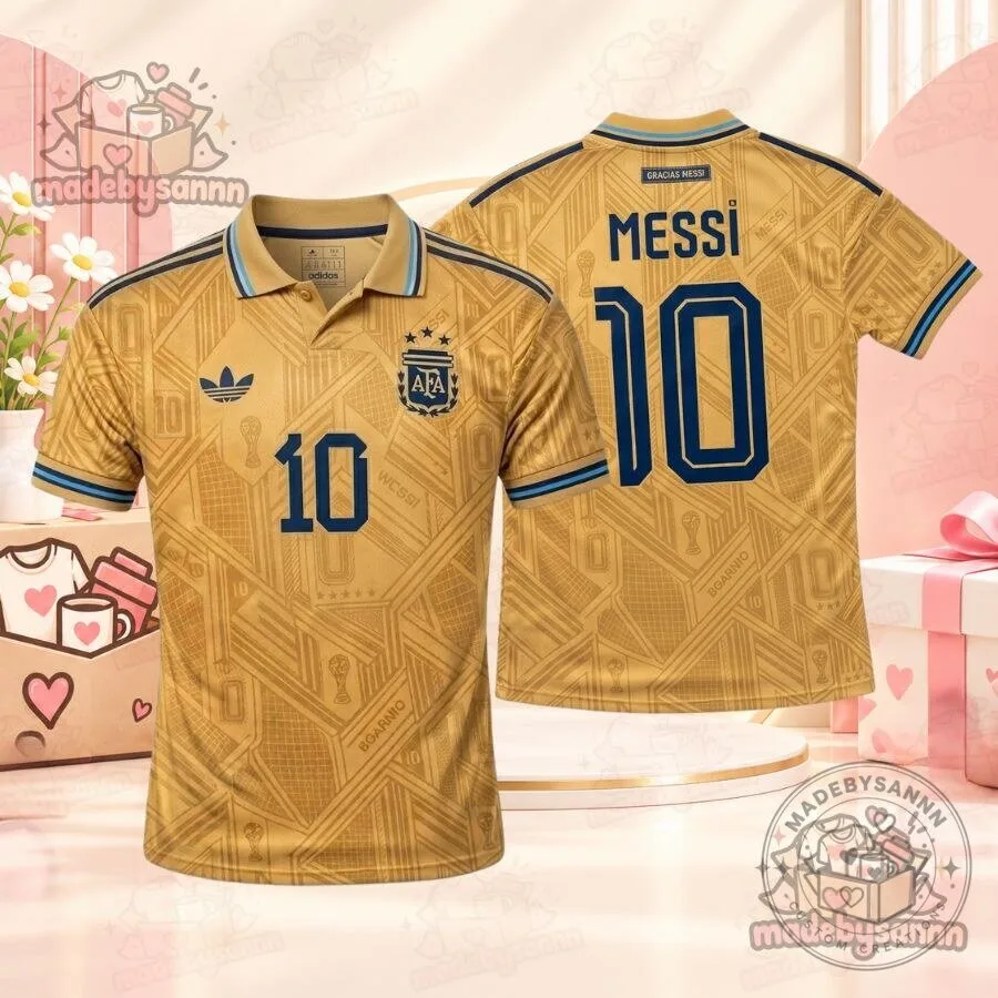 Adidas Argentina Messi #10 Gracias Messi Gold Special Edition jersey