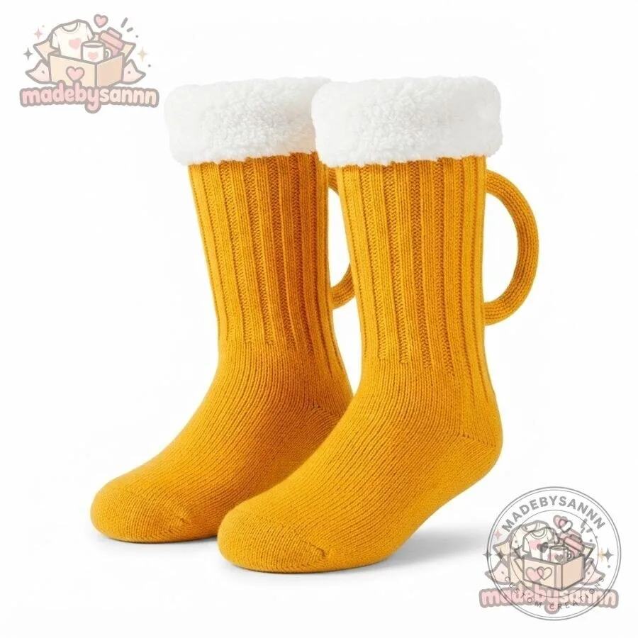 BrewSox Beer Mug Socks 3D Beer Handle Knitted Novelty Socks, Warm Winter Crew Socks 6 BrewSox Beer Mug Socks 3D Beer Handle Knitted Novelty Socks, Warm Winter Crew Socks