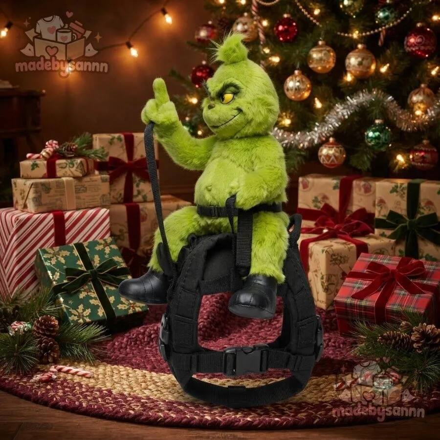Grumpy Rider Grinch Dog Harness Costume with Middle Finger Gesture Funny Christmas Dog Outfit 8 Grumpy Rider Grinch Dog Harness Costume with Middle Finger Gesture Funny Christmas Dog Outfit