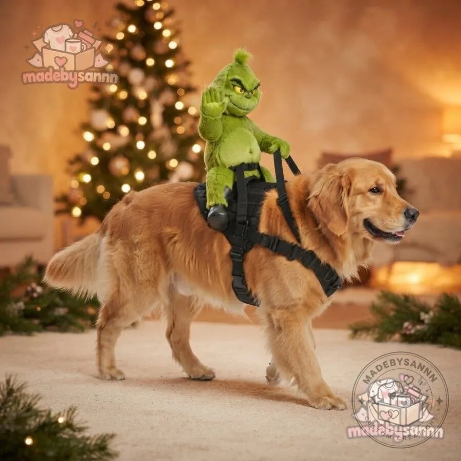 Grumpy Rider Grinch Dog Harness Costume with Middle Finger Gesture Funny Christmas Dog Outfit 9 Grumpy Rider Grinch Dog Harness Costume with Middle Finger Gesture Funny Christmas Dog Outfit