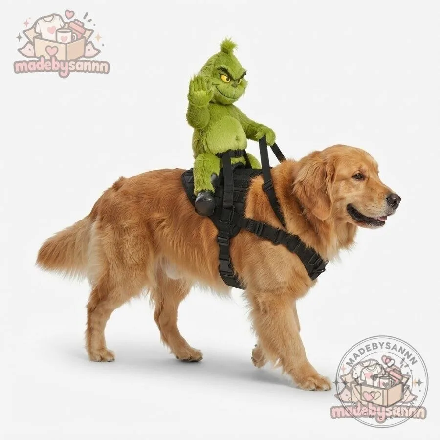 Grumpy Rider Grinch Dog Harness Costume with Middle Finger Gesture Funny Christmas Dog Outfit 11 Grumpy Rider Grinch Dog Harness Costume with Middle Finger Gesture Funny Christmas Dog Outfit