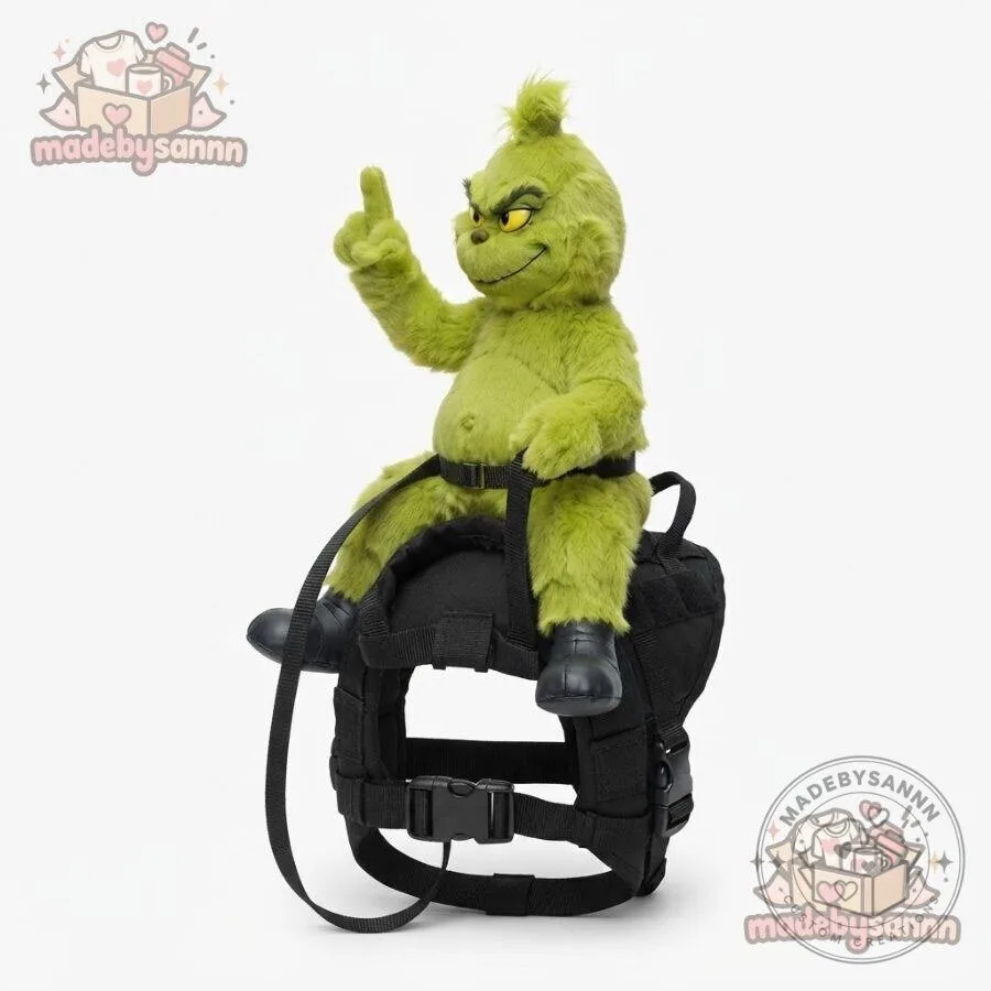 Grumpy Rider Grinch Dog Harness Costume with Middle Finger Gesture Funny Christmas Dog Outfit 12 Grumpy Rider Grinch Dog Harness Costume with Middle Finger Gesture Funny Christmas Dog Outfit