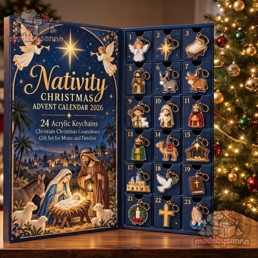 Nativity Christmas Advent Calendar 2026 24 Acrylic Keychains Christian Christmas Countdown Gift Set for Moms and Families