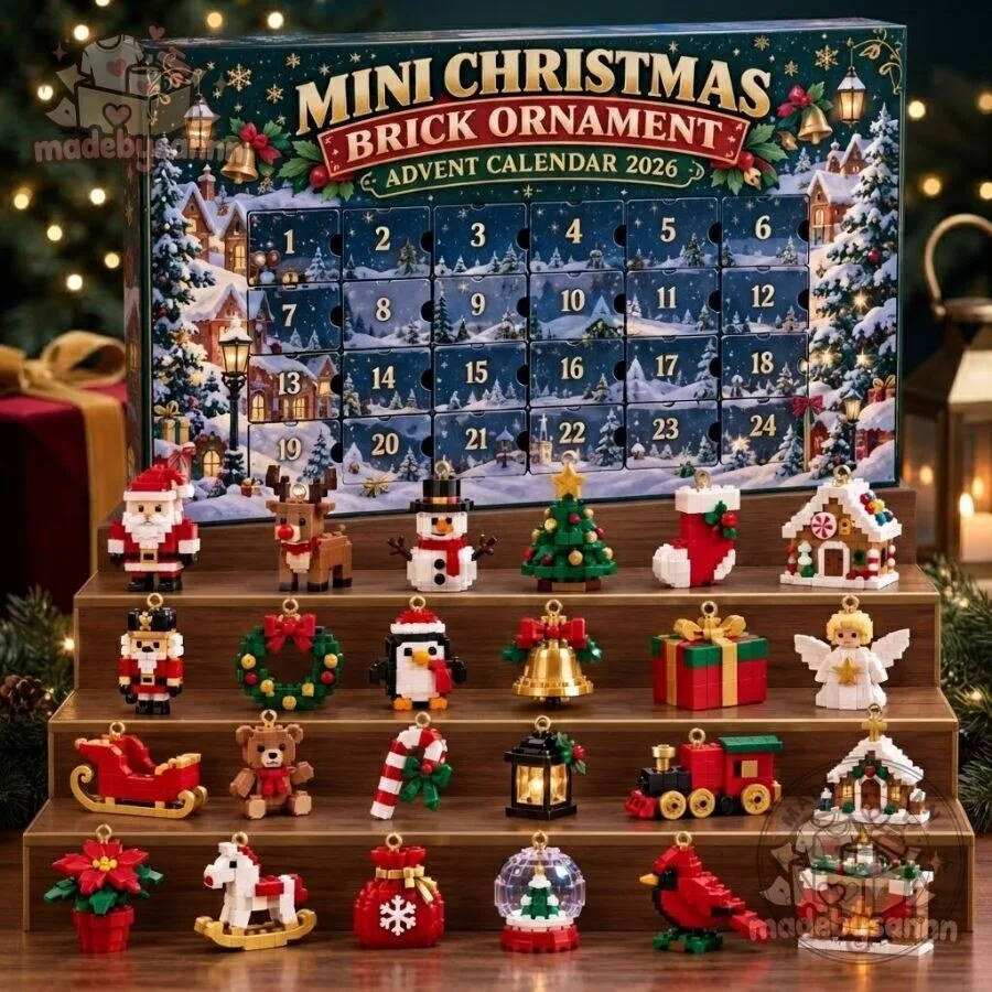 Mini Christmas Brick Ornament Advent Calendar 2026 24-Day Christmas Countdown Building Block Gift
