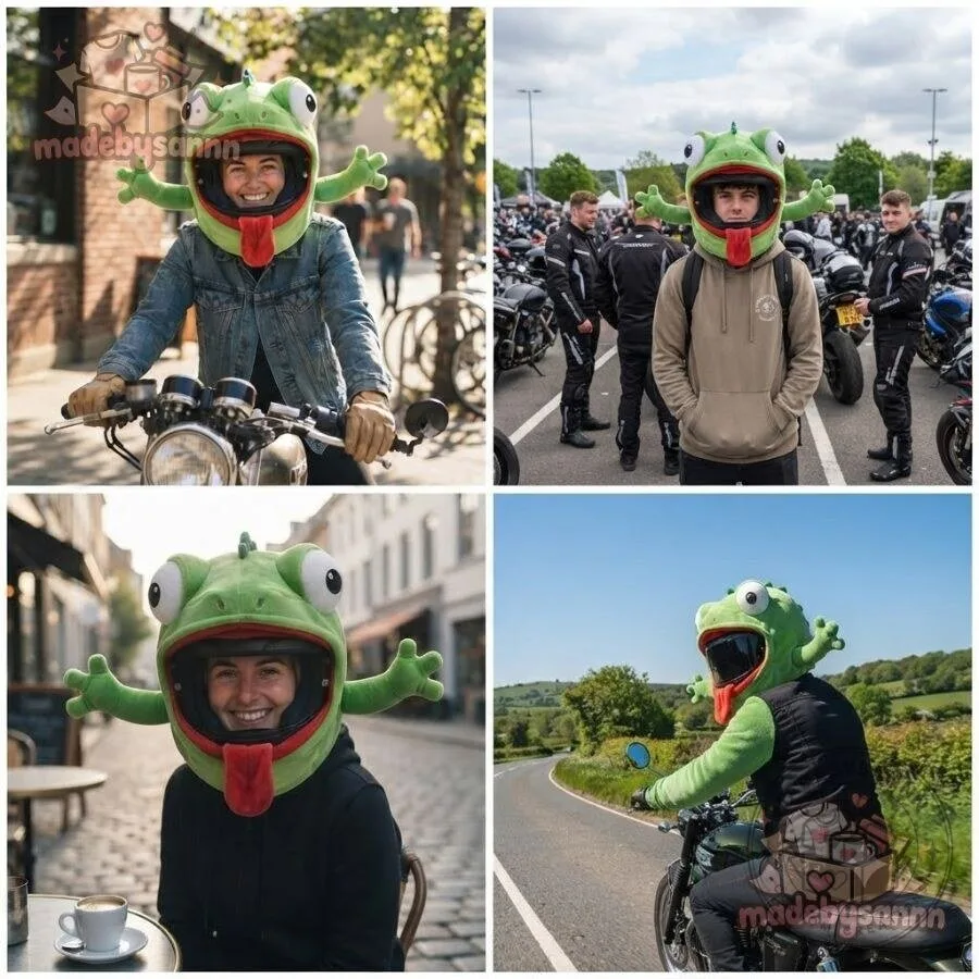 Funny Lizard Motorcycle Helmet Cover Green Gecko with Googly Eyes and Tongue 6 Funny Lizard Motorcycle Helmet Cover Green Gecko with Googly Eyes and Tongue