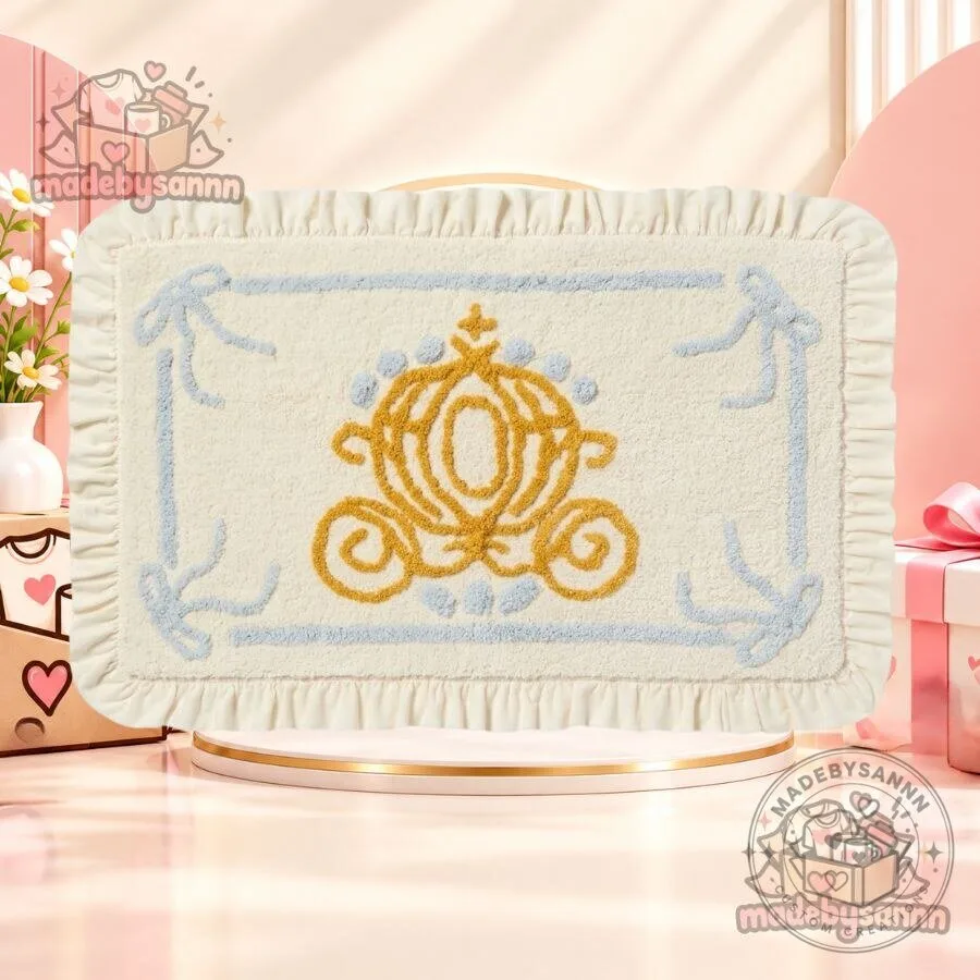 Disney Cinderella Carriage Bath Rug 22 x 34 Off-White Ruffle Edge Bathroom